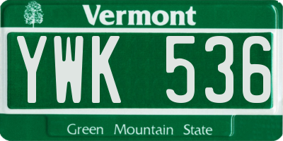 VT license plate YWK536