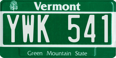 VT license plate YWK541