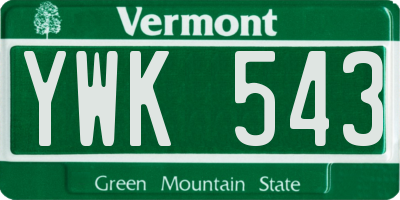 VT license plate YWK543