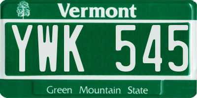 VT license plate YWK545