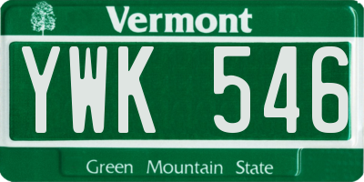 VT license plate YWK546