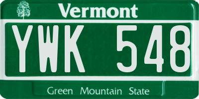 VT license plate YWK548