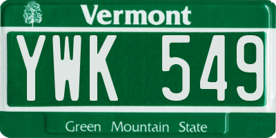 VT license plate YWK549