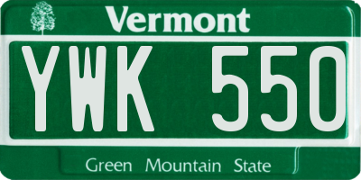 VT license plate YWK550