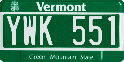 VT license plate YWK551