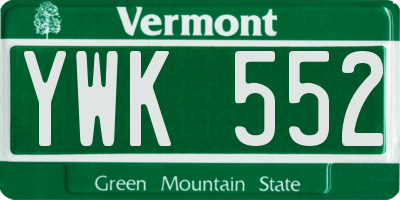 VT license plate YWK552