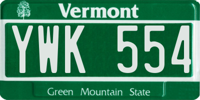VT license plate YWK554
