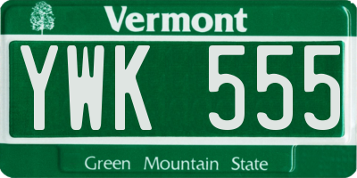 VT license plate YWK555