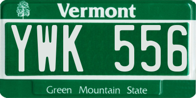 VT license plate YWK556