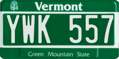 VT license plate YWK557