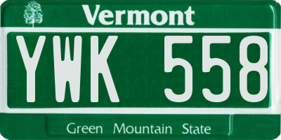 VT license plate YWK558