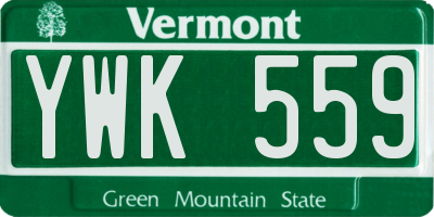 VT license plate YWK559