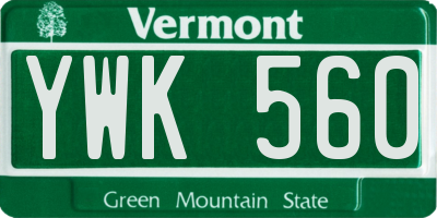 VT license plate YWK560