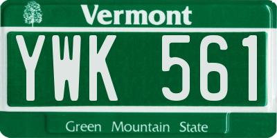 VT license plate YWK561