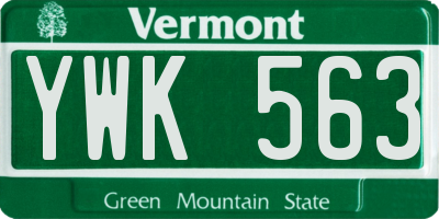 VT license plate YWK563