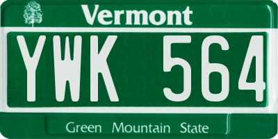 VT license plate YWK564