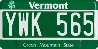 VT license plate YWK565