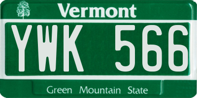 VT license plate YWK566