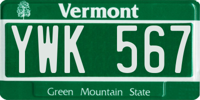 VT license plate YWK567