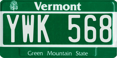VT license plate YWK568