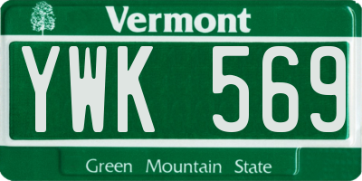 VT license plate YWK569