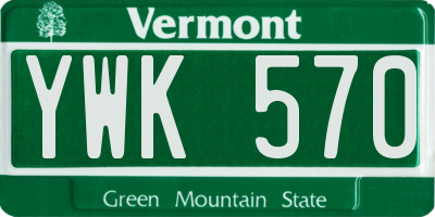 VT license plate YWK570