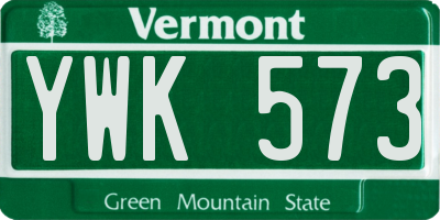 VT license plate YWK573