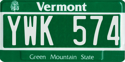 VT license plate YWK574
