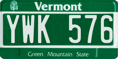 VT license plate YWK576
