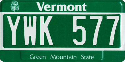VT license plate YWK577