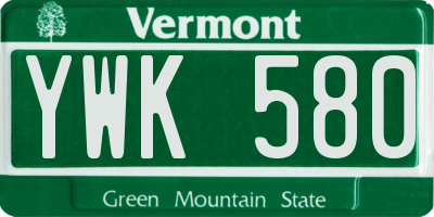 VT license plate YWK580