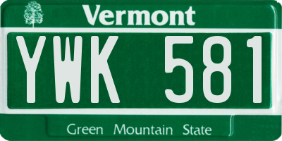 VT license plate YWK581