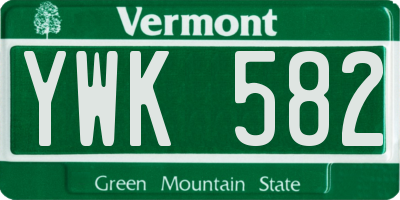 VT license plate YWK582