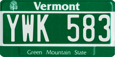 VT license plate YWK583