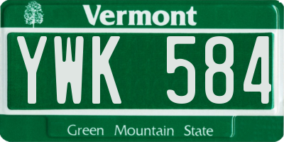 VT license plate YWK584
