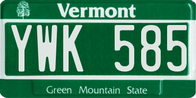 VT license plate YWK585