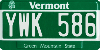VT license plate YWK586