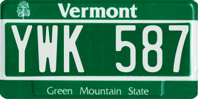 VT license plate YWK587