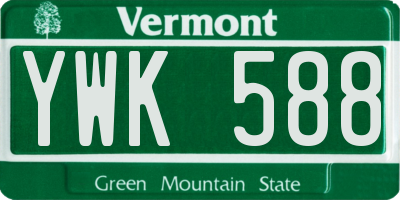 VT license plate YWK588