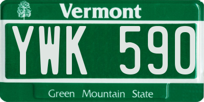 VT license plate YWK590