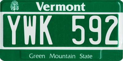 VT license plate YWK592