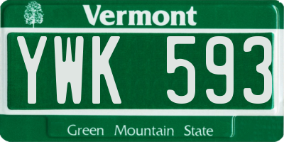 VT license plate YWK593