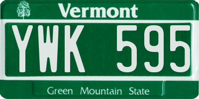 VT license plate YWK595