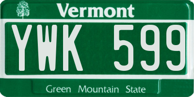 VT license plate YWK599