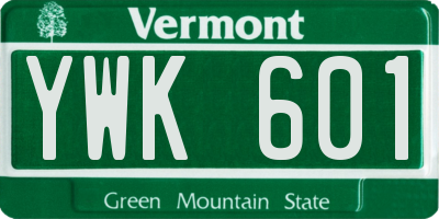 VT license plate YWK601
