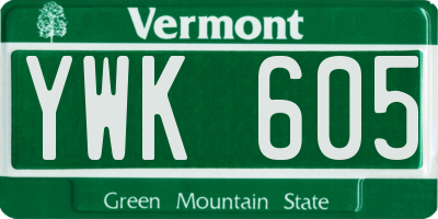 VT license plate YWK605