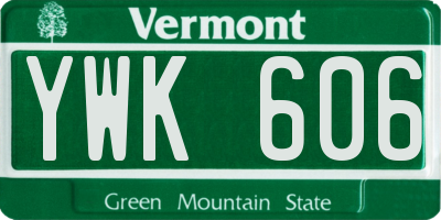 VT license plate YWK606