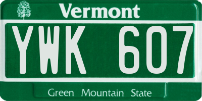 VT license plate YWK607