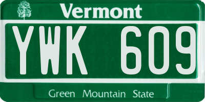 VT license plate YWK609
