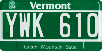 VT license plate YWK610